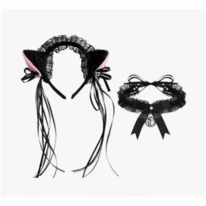 VINCHA OREJAS DE GATO CON GARGANTILLA